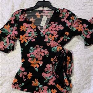 Ann Taylor Floral Wrap Top